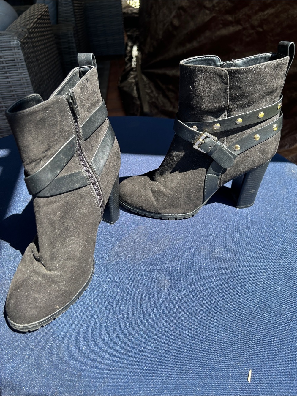 Apt. 9 Black Suede-Look Studded Strap Ankle Boots